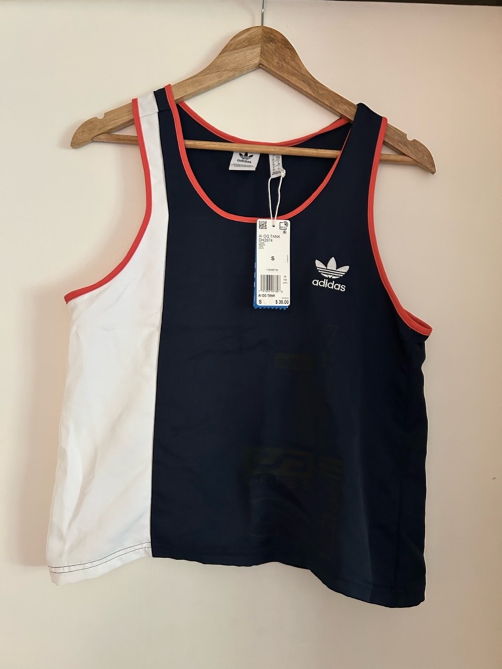adidas Navy & White Colorblock Tank